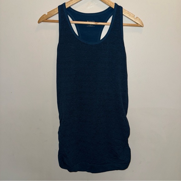 Athleta Heather Blue Speedlight Tank Top Racerback Ruched Tank Top Size Large - Picture 1 of 7